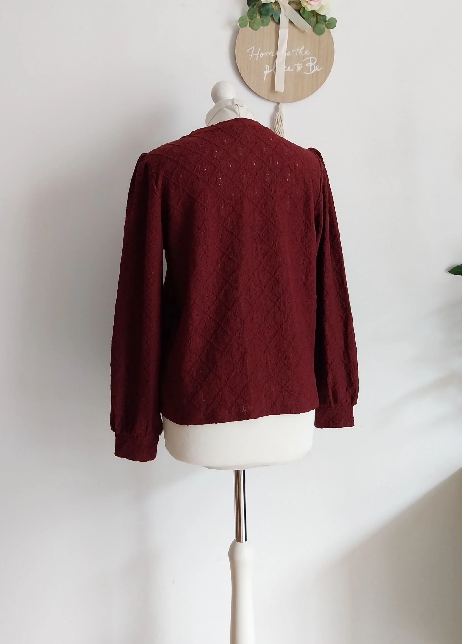 Camiseta de media temporada texturizada y ajurada burdeos Cyrillus Talla 36/38 – photo 8